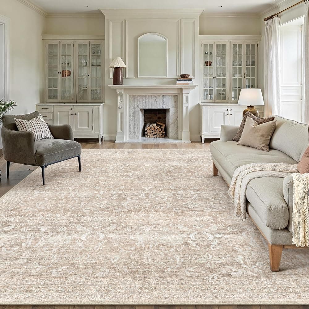 Alfombra de salón vintage Beige grande