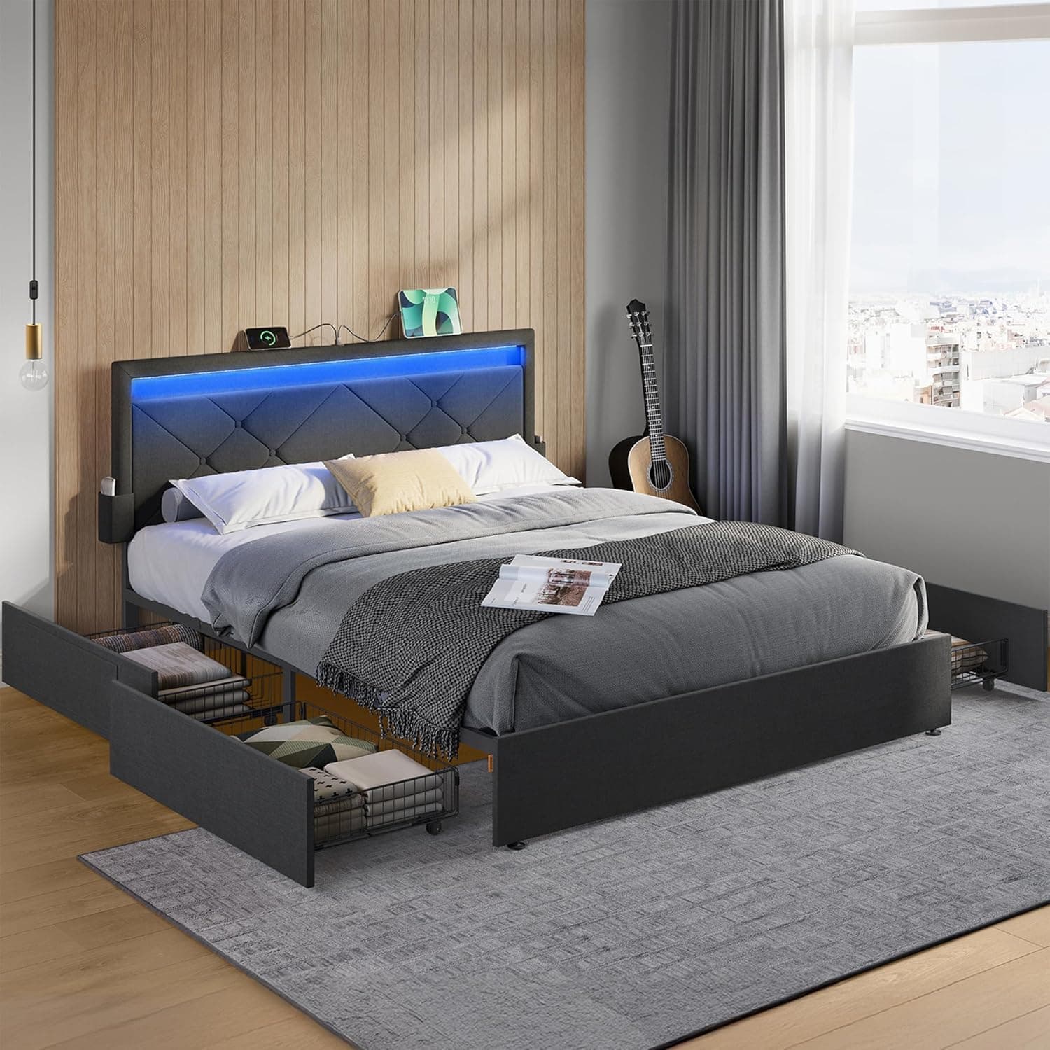 Cama con cajones Gris