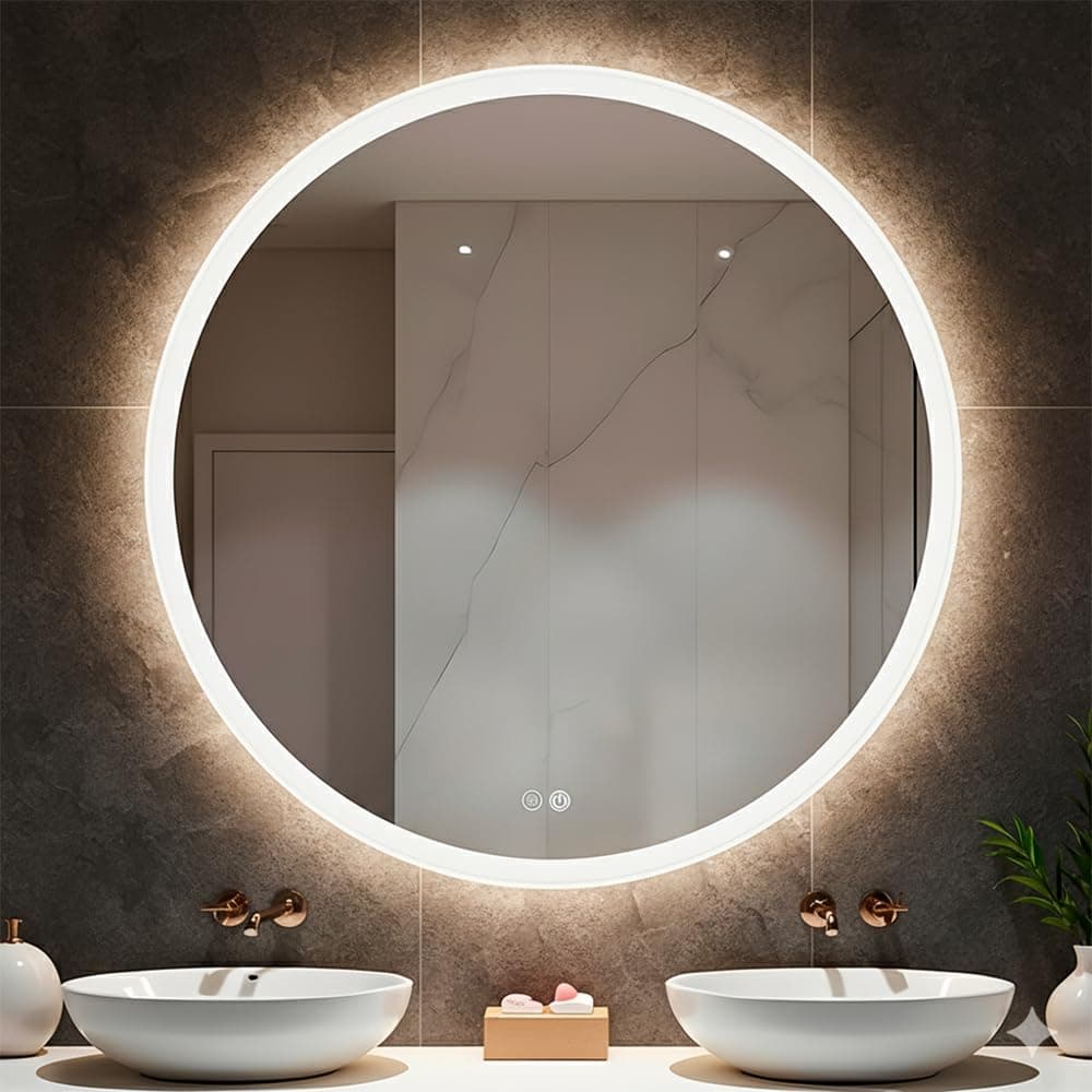 Espejo de baño redondo con luz LED 80 cm