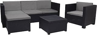 Shaf - Manhattan | Set Muebles de Salon Exterior - Conjunto Muebles Jardin Exterior 5 Plazas | Fabricado en España con Materiales Reciclados - Color Grafito