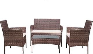 Muebles Jardin Exterior Conjunto Terraza Exterio de Ratán 4 Piezas Set