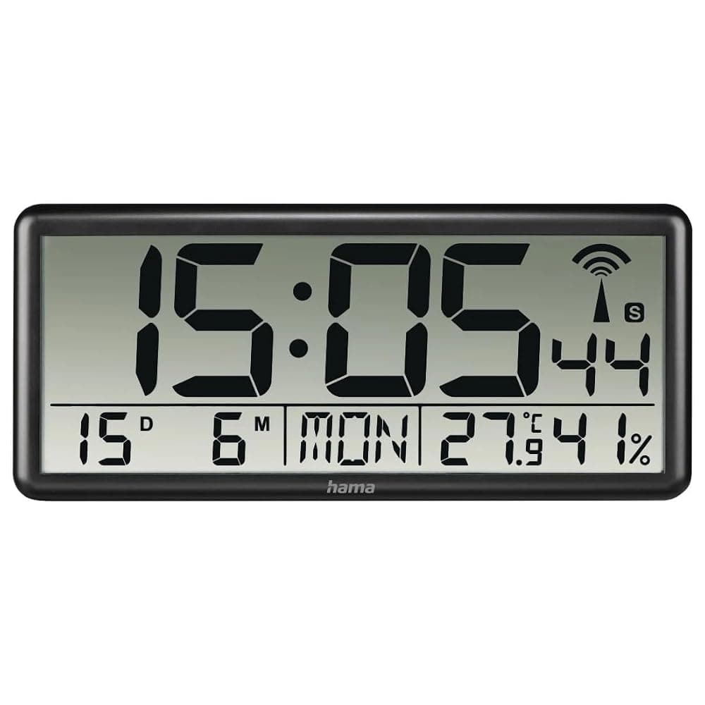 Reloj de pared digital 15,5 pulgadas Negro