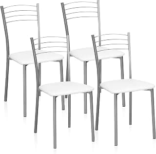 Pack 4 Sillas Cocina, Sillas Comedor, Sillas Metalicas, Modelo Chef 20, Acabado en Gris y Blanco, Medidas: 40 cm (Ancho) x 41 cm (Largo) x 85 cm (Alto)