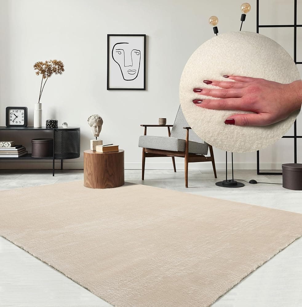 Alfombra de salón de pelo corto Beige