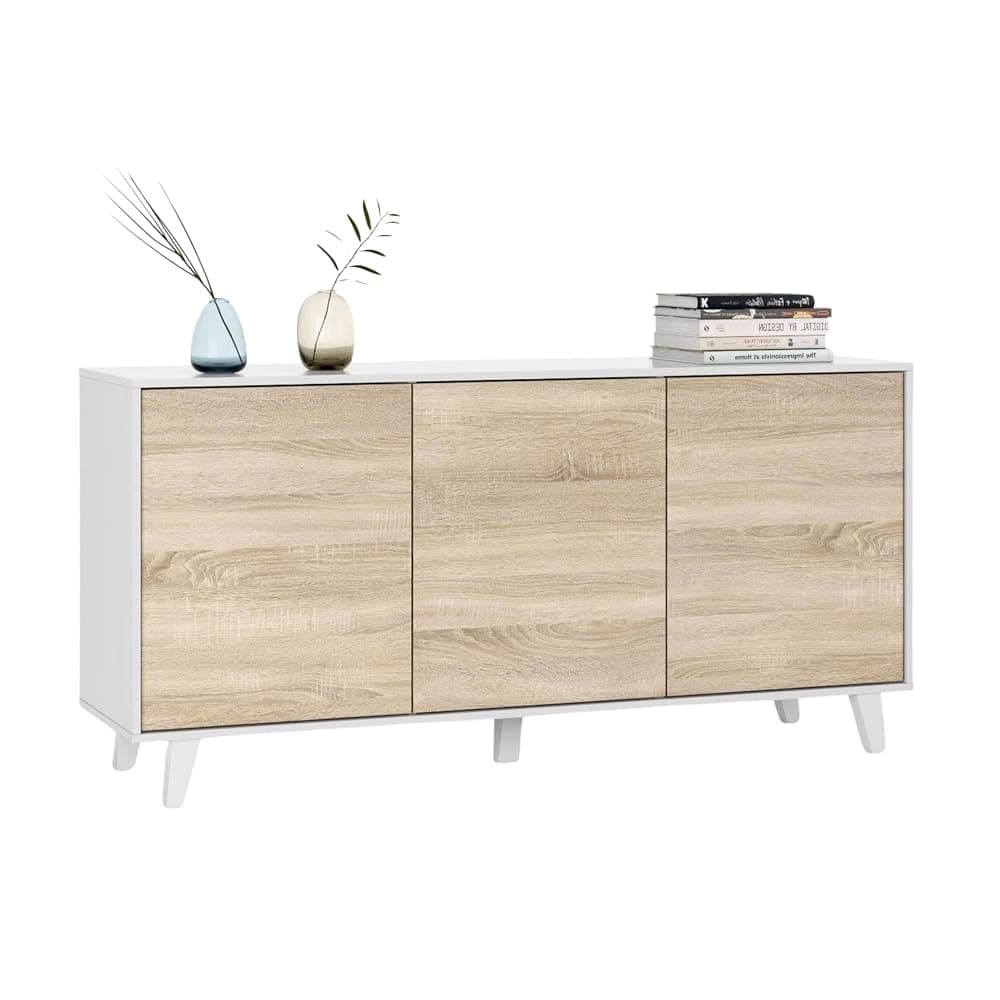 Aparador buffet Blanco Brillo y Roble