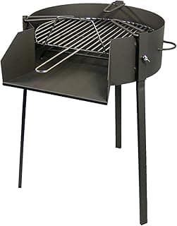 Barbacoa Redonda Ø70 cm con Soporte para Paellera | Barbacoa Exterior sin Humo Portátil | Barbacoa Carbón o Gas | Barbacoa Pequeña y Desmontable para Jardín o Terraza