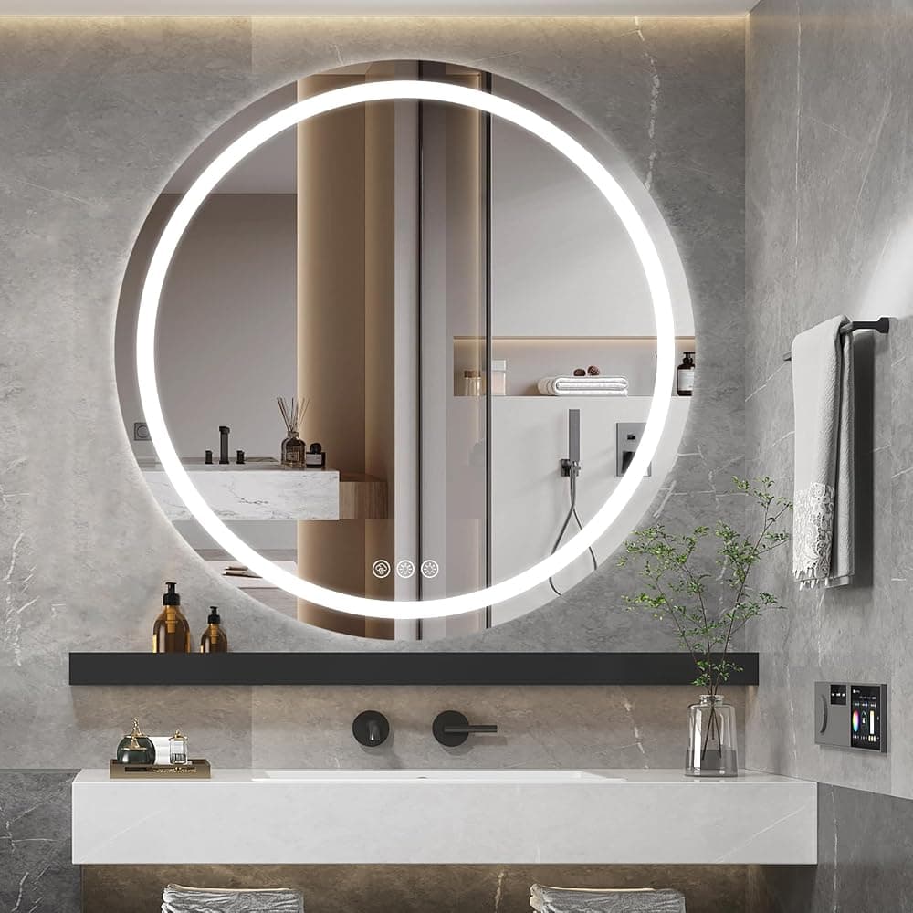Espejo de baño redondo con luz LED 80 cm