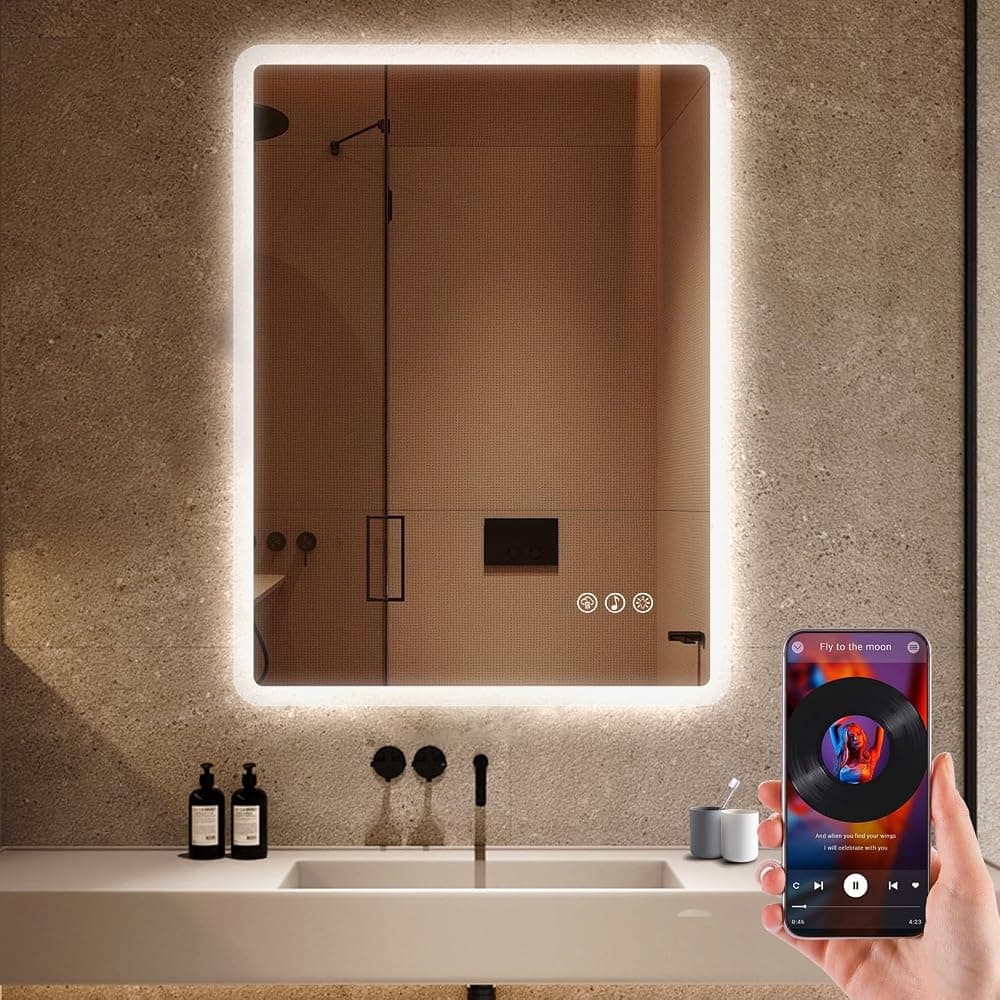 Espejo de baño con luz LED Bluetooth 60x80 cm