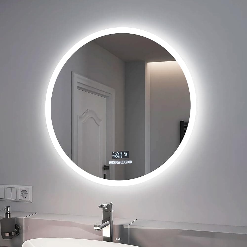 Espejo de pared redondo con luz LED 60x60 cm