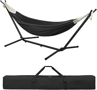 Hamaca Jardín Tumbonas, Hamaca para 2 Personas con Soporte Metálico, Capacidad 250 kg, con Bolsa de Transporte, para Terraza, Jardín y Piscina, 280x106x100 cm (Gris Oscuro, 280x106x100 cm) | interior y exterior, con bolsa de transporte, 280 x 106 x 100 cm, para terraza, balcón, jardín, piscina, patio