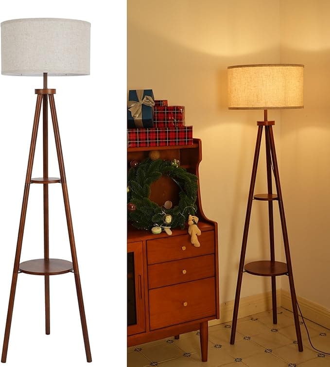Lámpara de pie trípode Madera