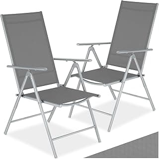Conjunto de 2 Sillas Jardín Exterior de Aluminio, con Respaldo Regulable, Conjunto Sillas Terraza Resistentes a la Intemperie, Malla Transpirable, Fácil Limpieza - Plata/Gris