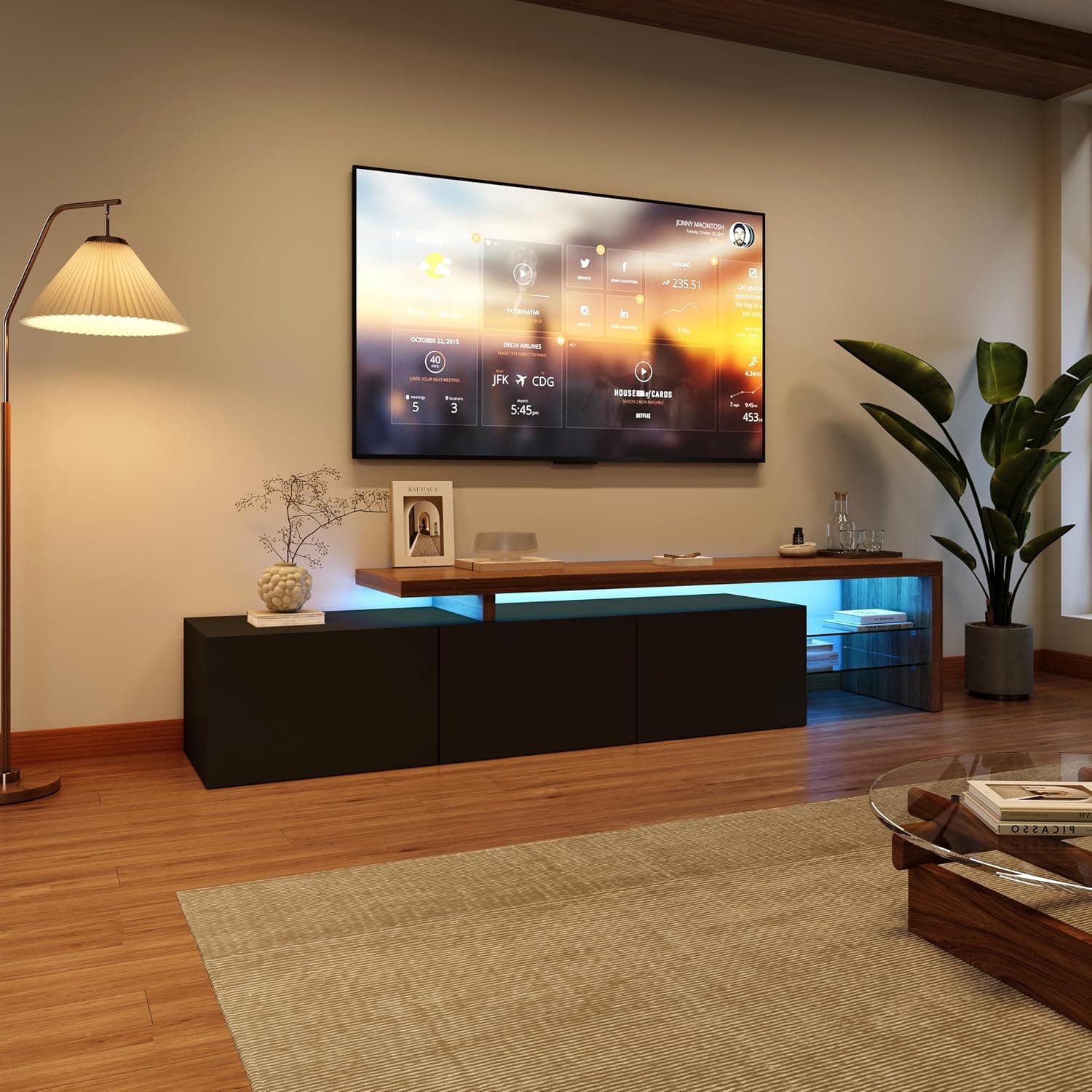 Mueble TV con LED Negro
