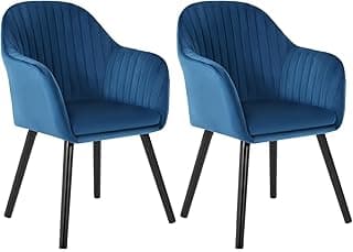 Juego de 2 Sillas de Comedo,Terciopelo,Azul-Negro | Respaldo Mediano,cojín Doble Capa,Estructura de Madera,adecuadas para salón y Dormitorio
