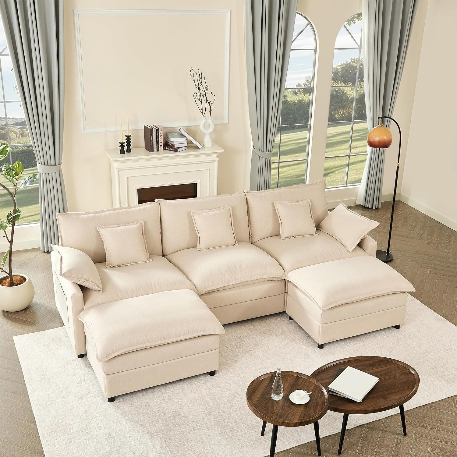 Sofá modular en U Blanco Roto
