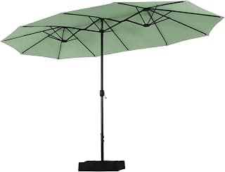 Sombrilla rectangular con soporte, grande, 270 x 450 cm, para jardín, terraza, jardín, con manivela, protección UV, parasol, resistente al viento
