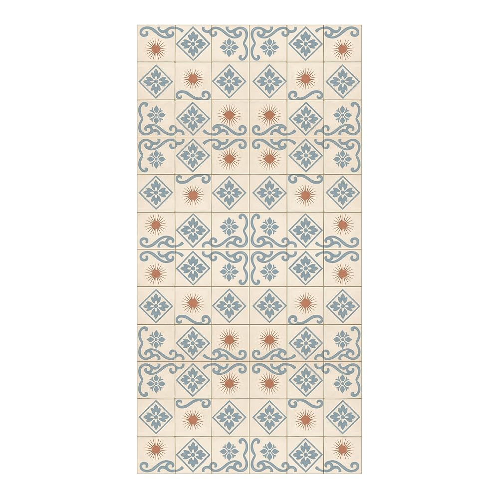 Alfombra vinílica antideslizante Blanco y Azul