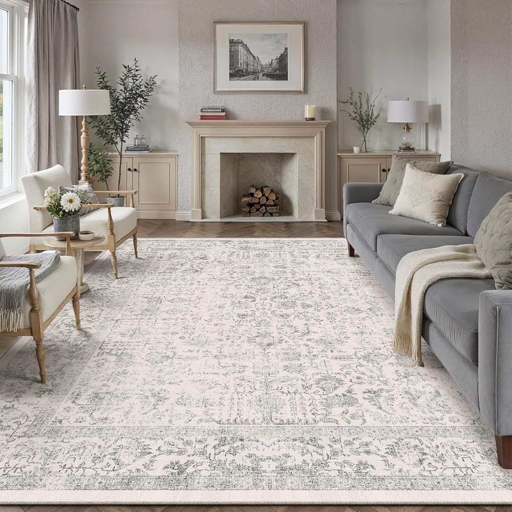 Alfombra de salón vintage Gris
