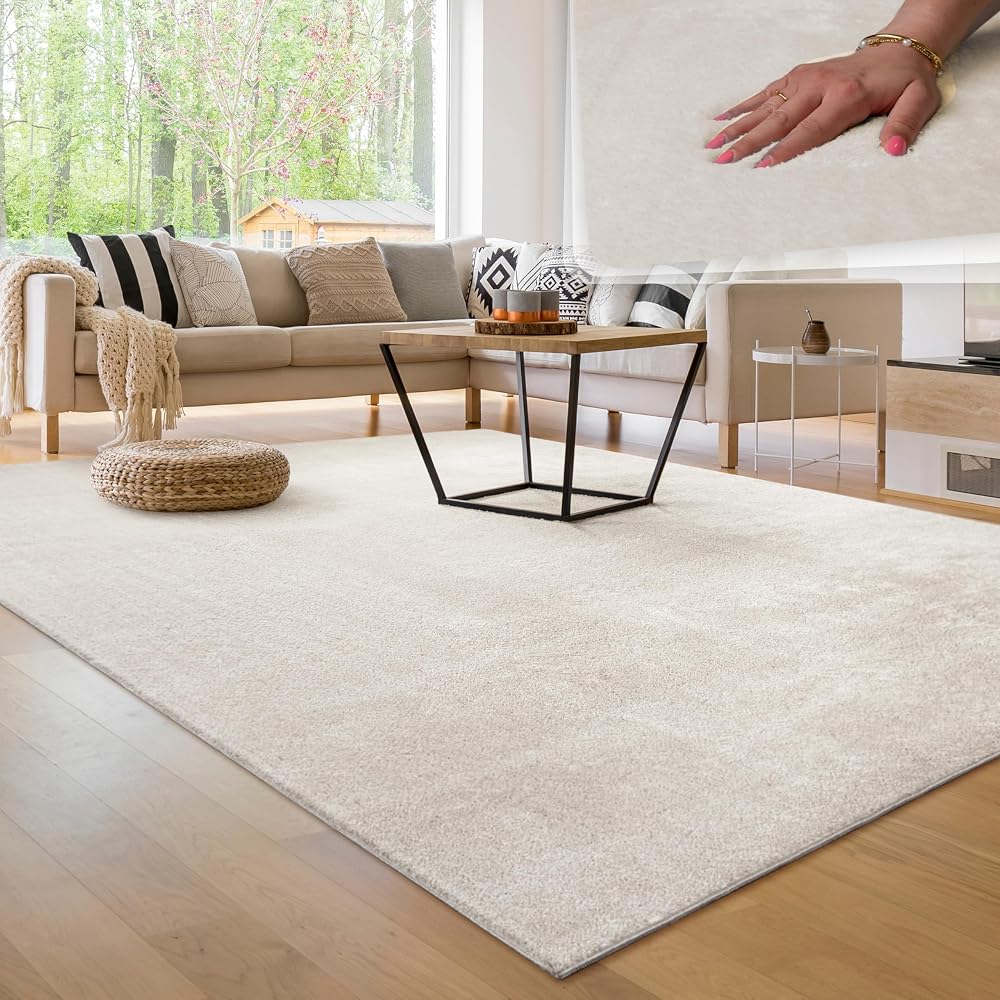 Alfombra de salón de pelo suave Crema