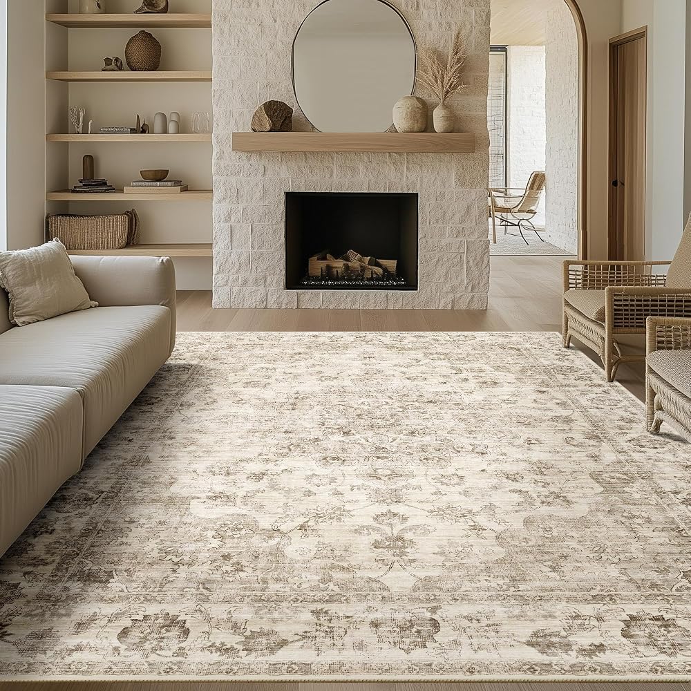 Alfombra de salón vintage Beige