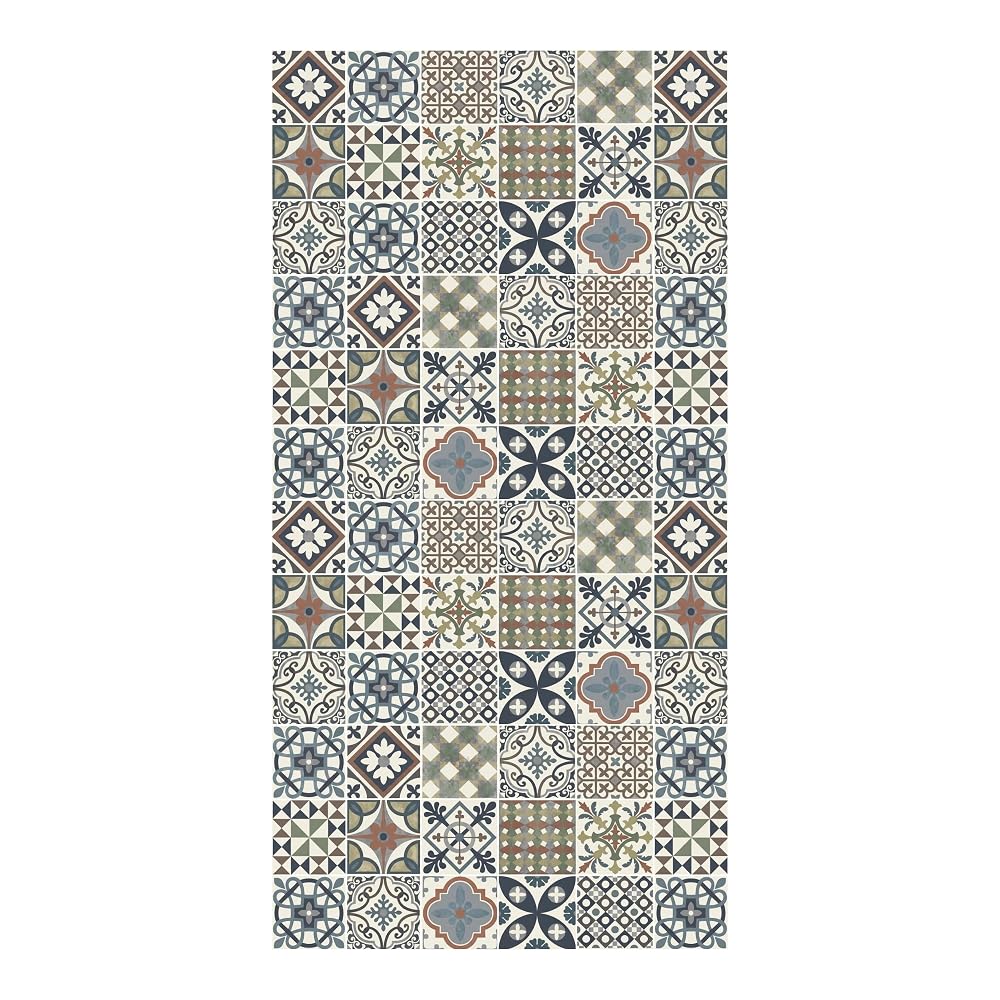 Alfombra vinílica antideslizante Beige y Azul