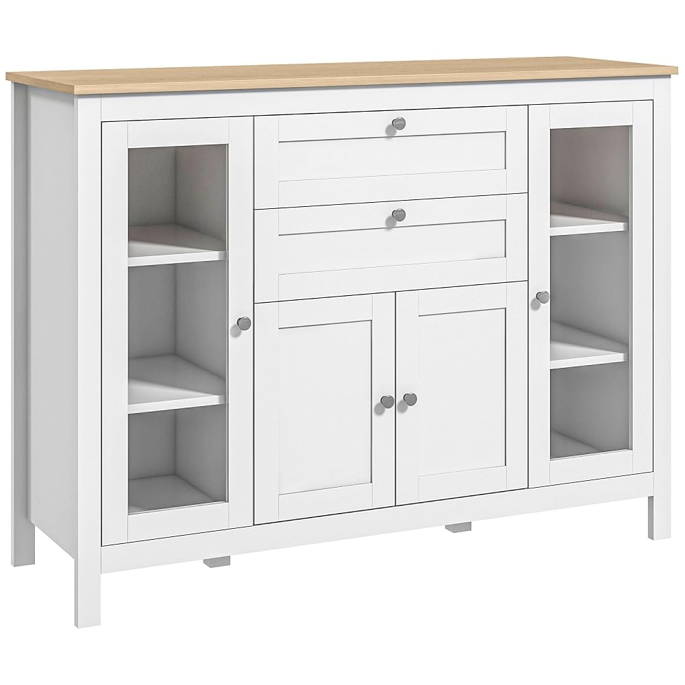Aparador de cocina con puertas de vidrio Blanco