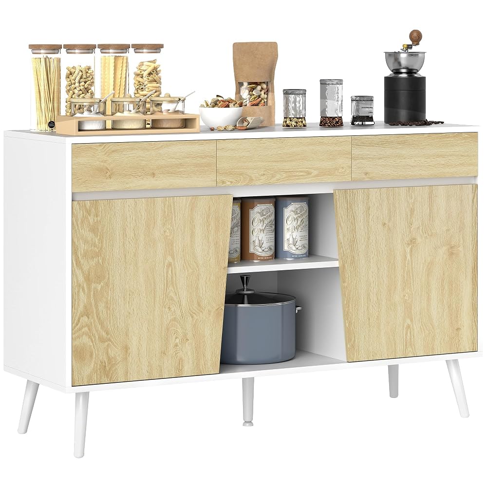 Aparador con mueble TV Blanco y Natural