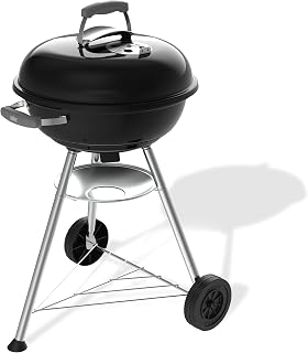 Compact Kettle Parrilla de carbón (versión 2026) / Soporte de Tres Patas con Ruedas, diseño Resistente al Calor y a la corrosión, Parrilla cromada de Tres Capas, 47 cm, Negro