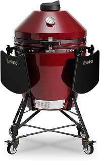 Grande EVO Parrilla Cerámica 64 cm (25") Rojo Royal – Barbacoa Kamado con Sistema GrillMax 3 Niveles, Easy Lift, Carro con Ruedas y Accesorios