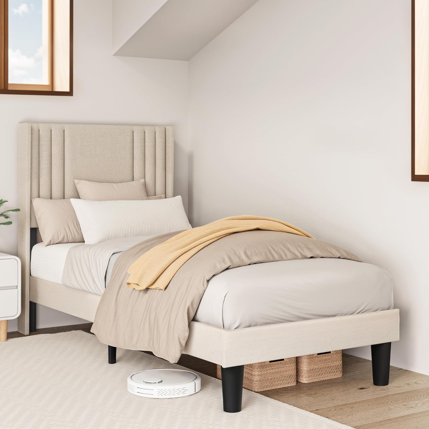 Cama tapizada Beige