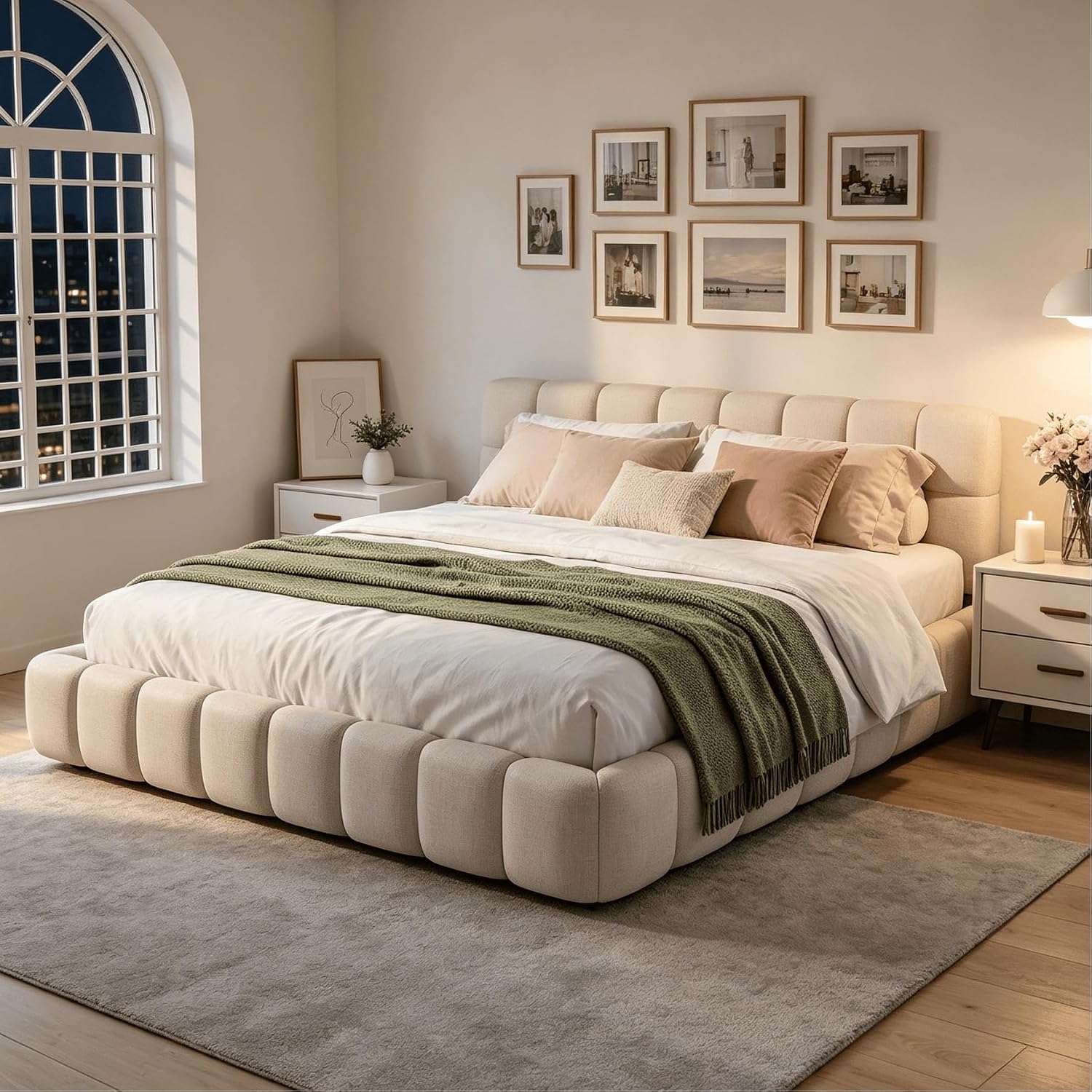 Cama tapizada Gris