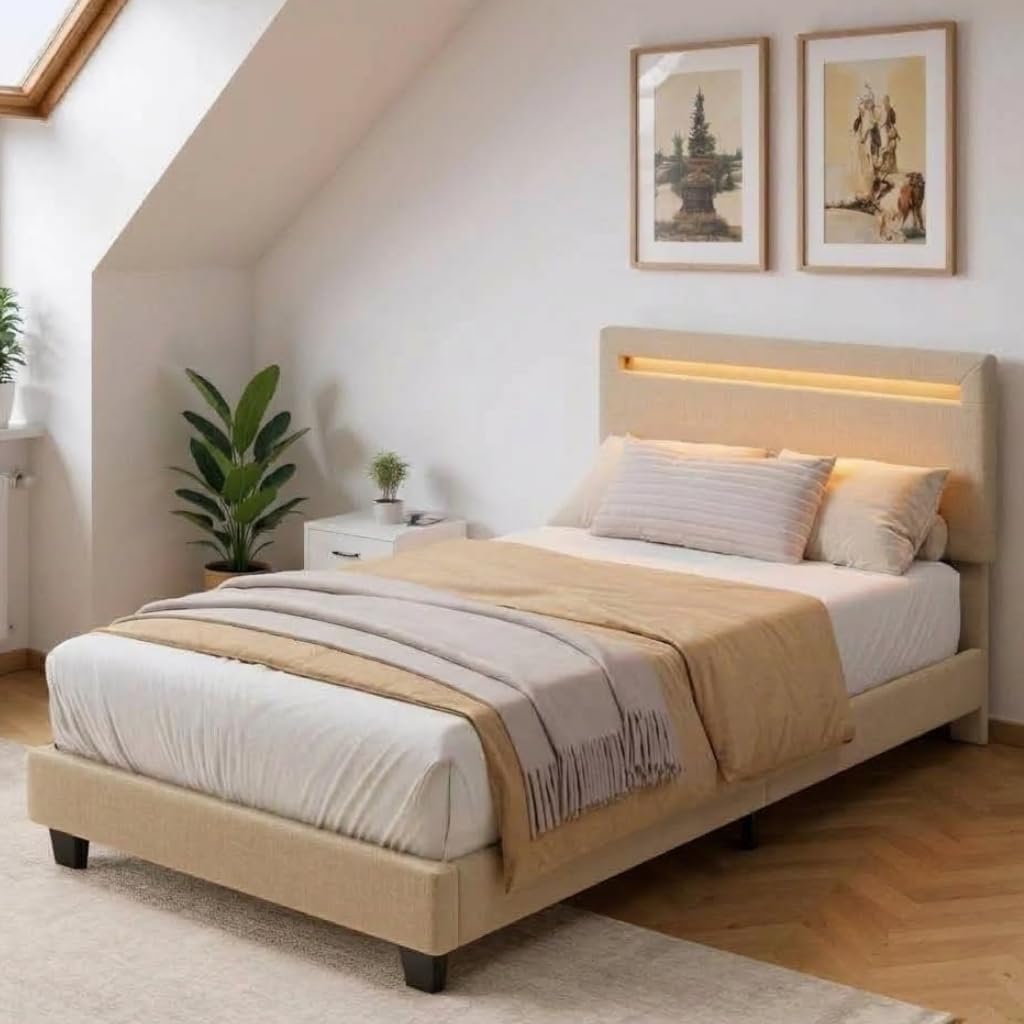 Cama individual Beige