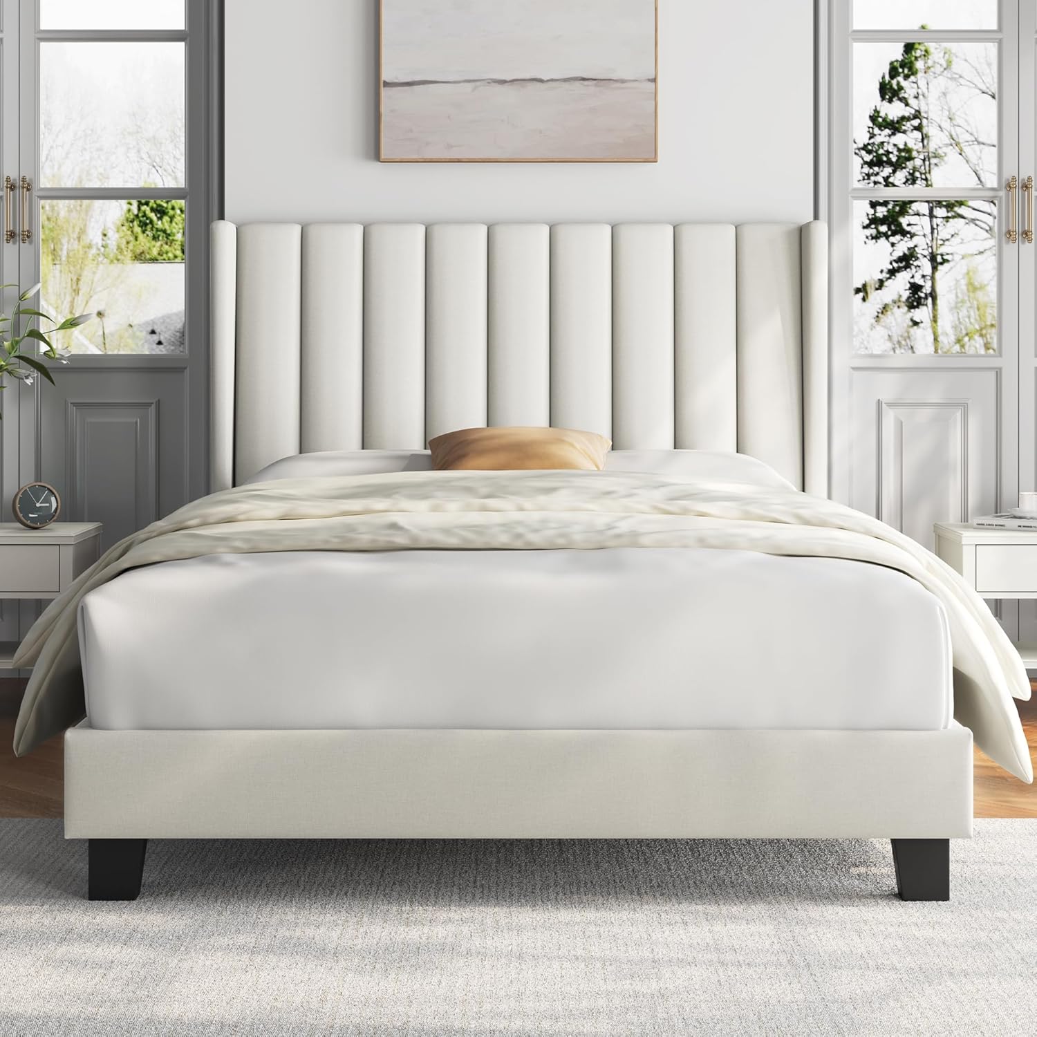 Cama tapizada Beige