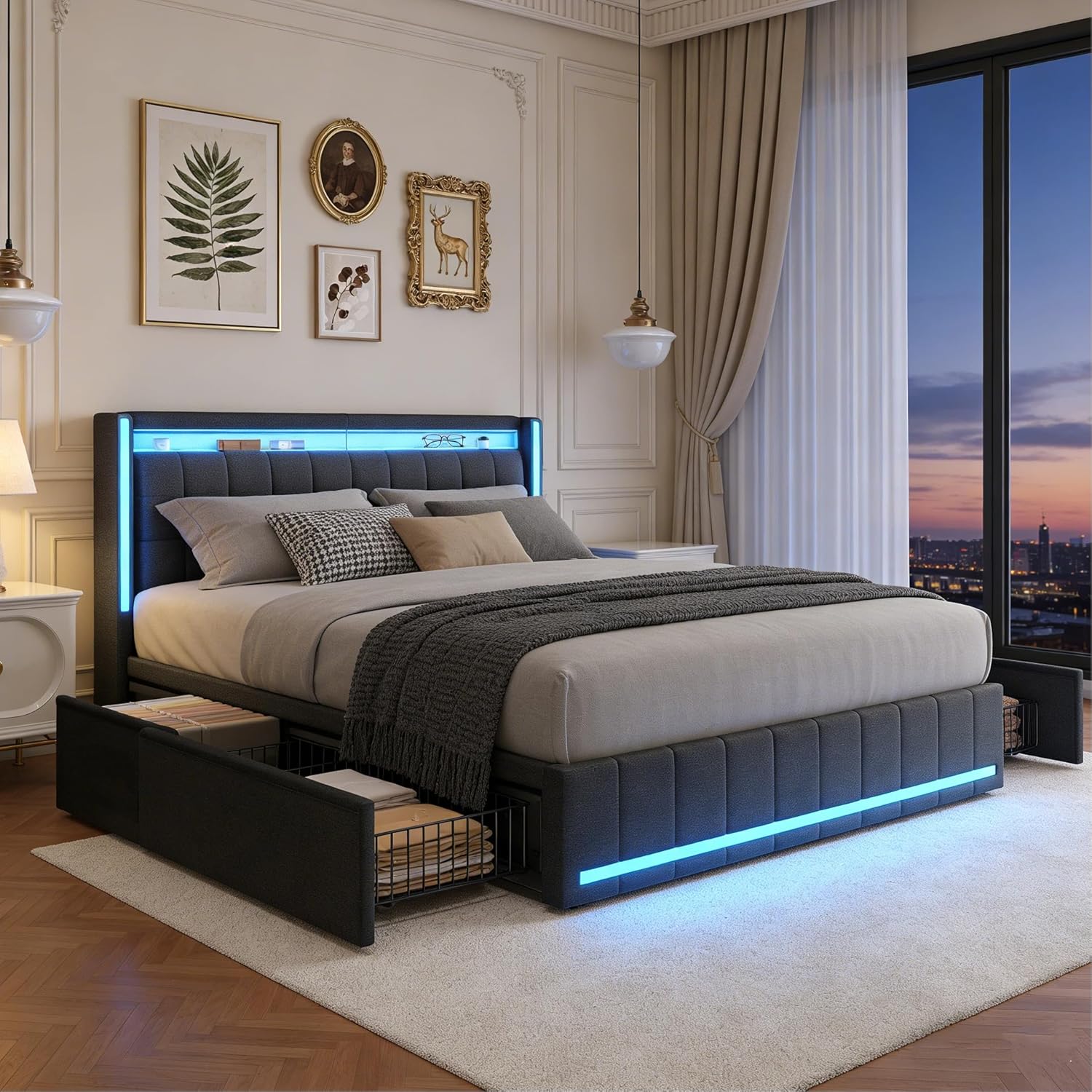 Cama con cajones Gris