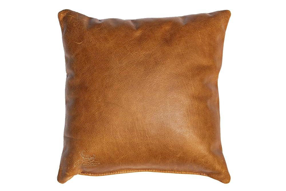 Cojín de cuero Coñac vintage 50x50 cm