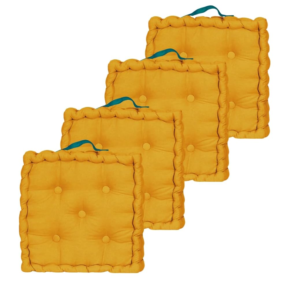 Set de 4 cojines de suelo Amarillo y Mostaza