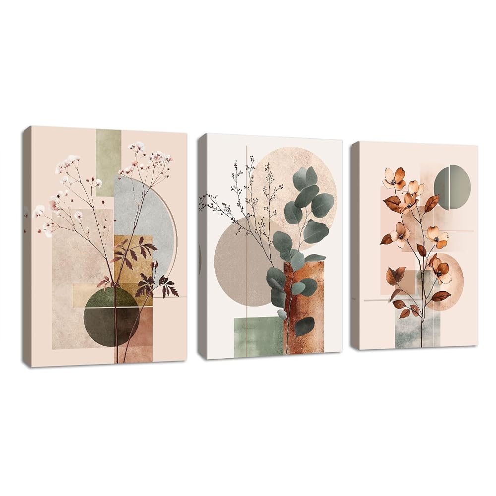 Set de 3 cuadros botánicos Beige 50x70 cm