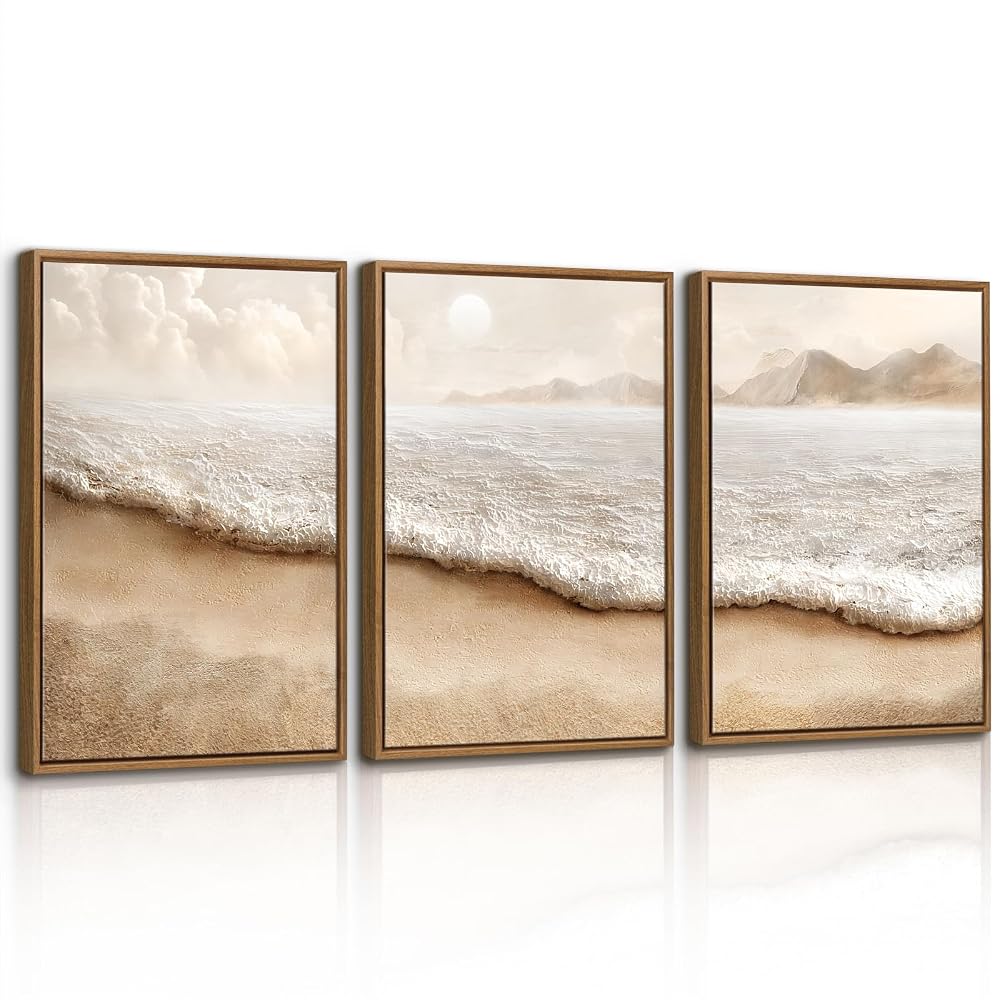 Set de 3 cuadros costeros vintage 40x60 cm