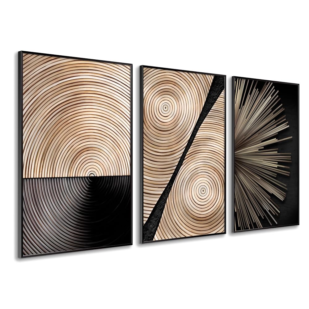 Set de 3 cuadros nórdicos con marco Negro 50x70 cm