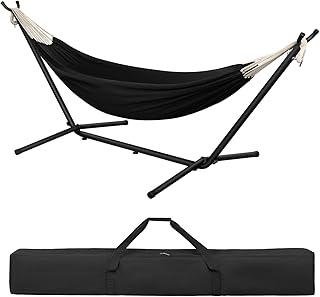 Hamaca Jardín Tumbonas, Hamaca para 2 Personas con Soporte Metálico, Capacidad 250 kg, con Bolsa de Transporte, para Terraza, Jardín y Piscina, 280x106x100 cm (Antracita, 280x106x100 cm)