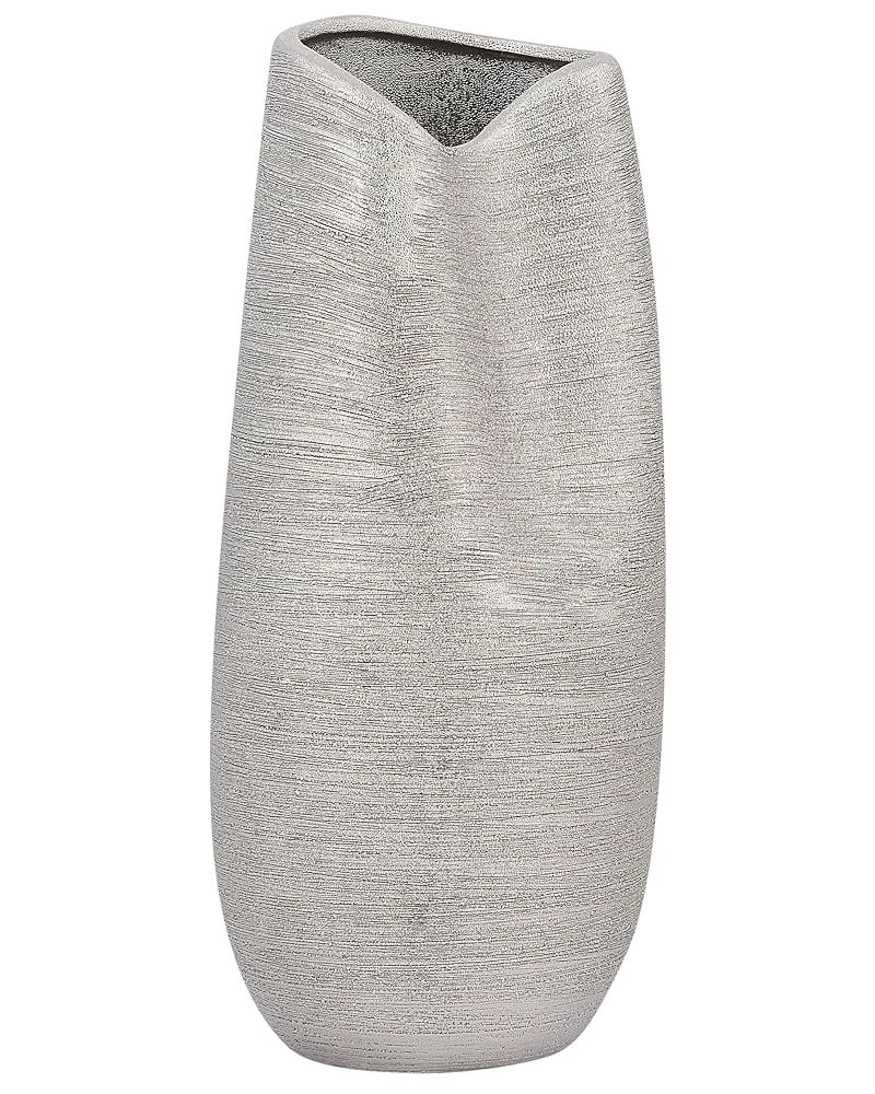 Jarrón decorativo de gres Plateado 32 cm