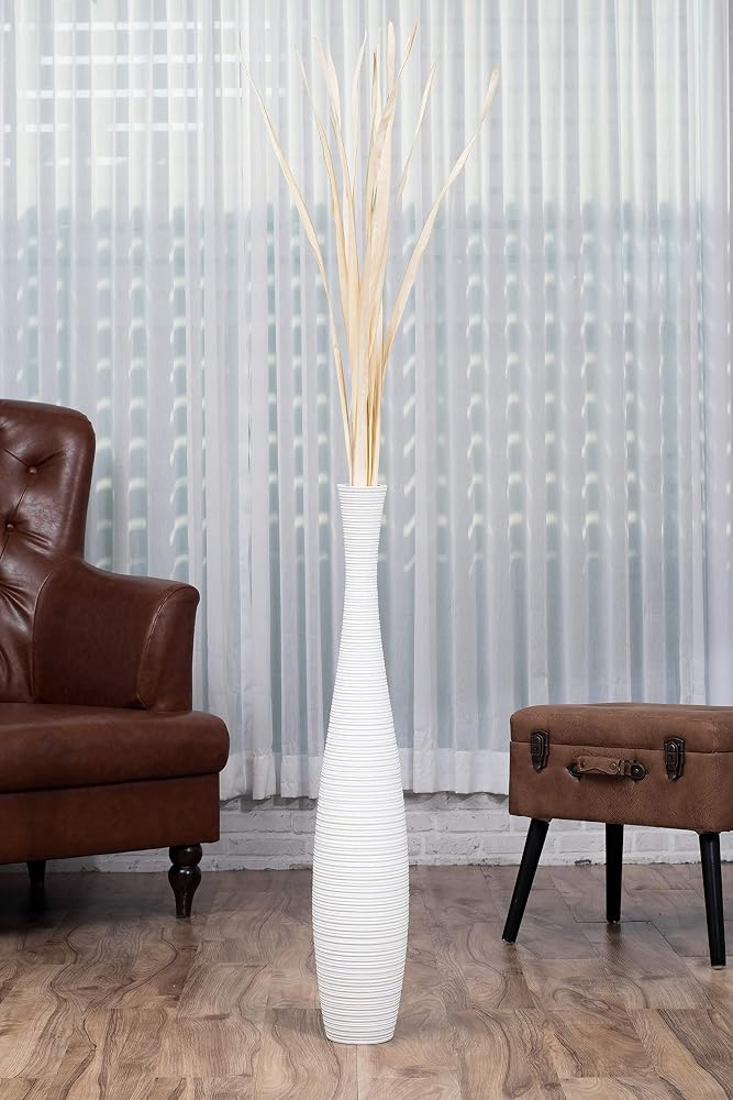 Jarrón de suelo grande 85 cm Blanco