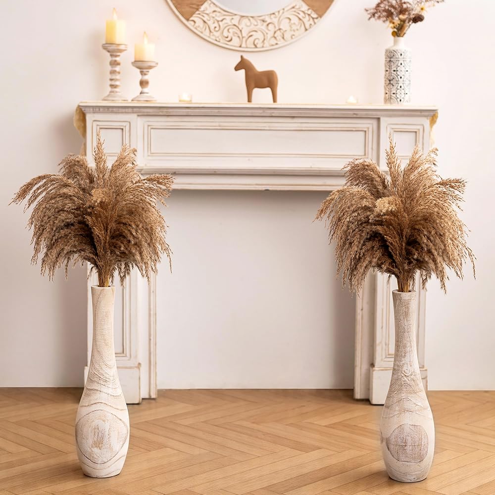 Set de 2 jarrones de suelo 56 cm Madera