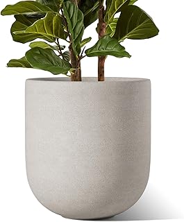 Macetero de 30 cm, Macetas de Cerámica para Plantas con Tapón de Drenaje y Rejilla de Malla, Macetas de Interior y Exterior para el Hogar, Jardín, Patio, Oficina, Gris