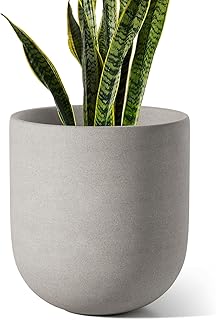 Macetero de 25 cm, Macetas de Cerámica para Plantas con Tapón de Drenaje y Rejilla de Malla, Macetas de Interior y Exterior para el Hogar, Jardín, Patio, Oficina, Gris