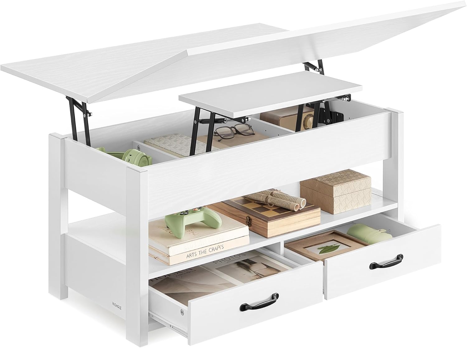 Mesa de centro elevable Blanco