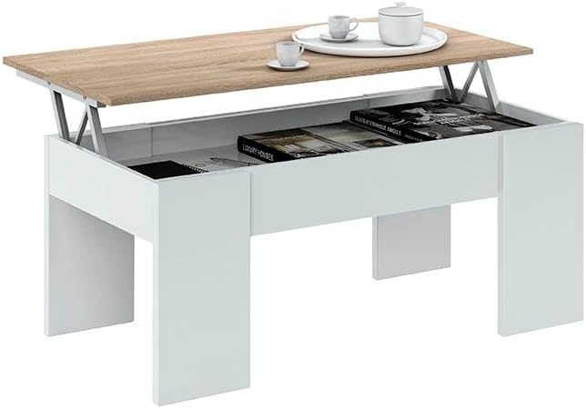 Mesa de centro elevable Blanco