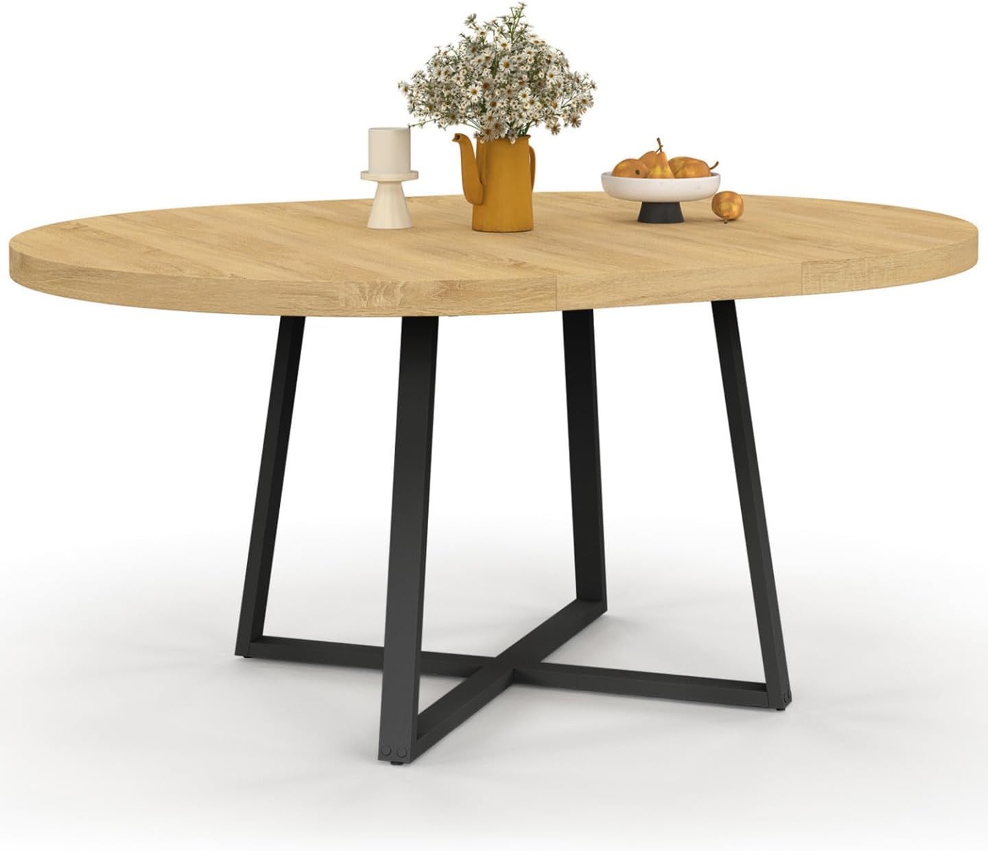 Mesa extensible redonda Negro