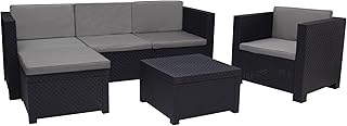 Shaf - Manhattan | Set Muebles de Salon Exterior - Conjunto Muebles Jardin Exterior 5 Plazas | Fabricado en España con Materiales Reciclados - Color Grafito