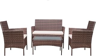 Muebles Jardin Exterior Conjunto Terraza Exterio de Ratán 4 Piezas Set